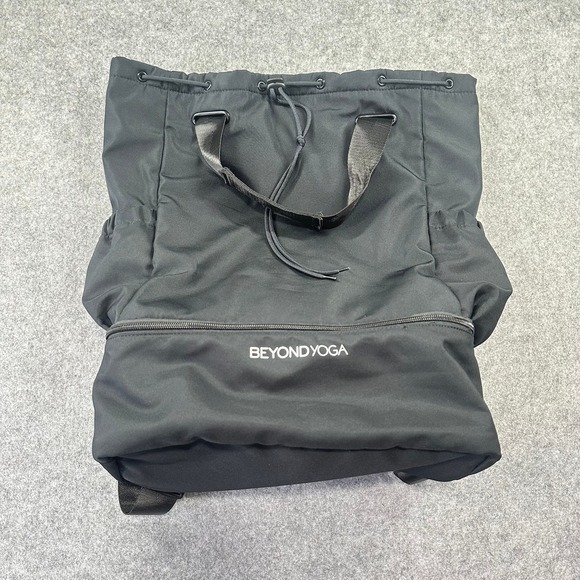 Beyond Yoga Handbags - Beyond Yoga Black Nylon Drawstring Backpack Gym‎ Bag with Shoe Compartment
